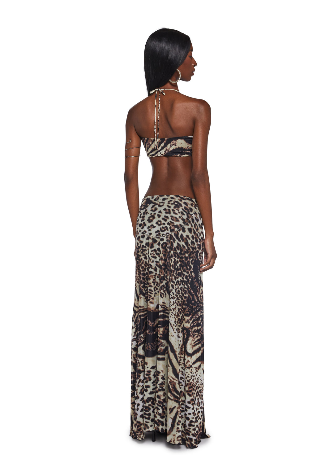 Womens Leopard Print Cut Out Maxi Dress With Chain Charm Generation Kiss - Multi - Image 4