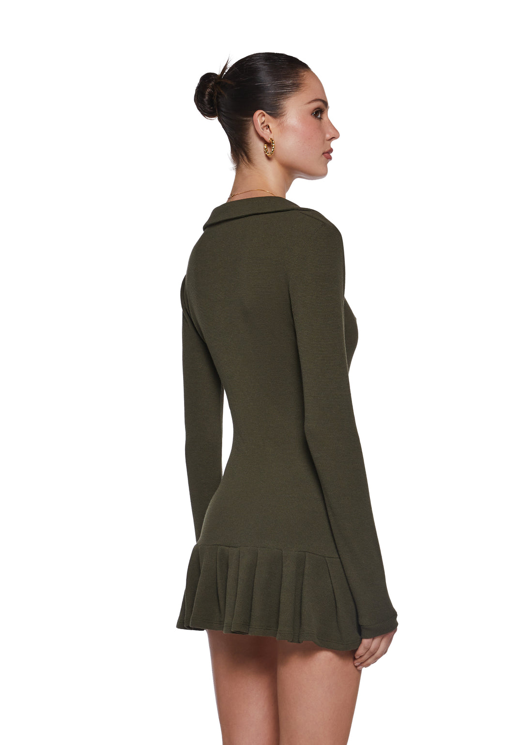 Womens Long Sleeve Mini Dress Current Mood - Green - Image 4