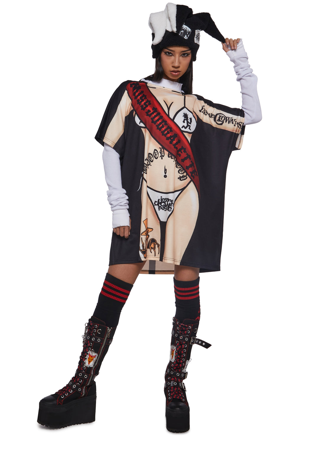 Dolls Kill x Insane Clown Posse Bikini Graphic Oversized Tee - Black - Image 2