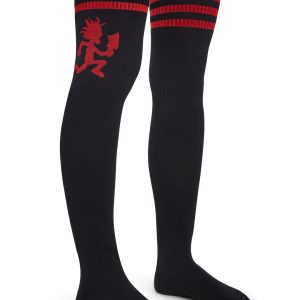 Dolls Kill x Insane Clown Posse Striped Thigh High Socks - Red