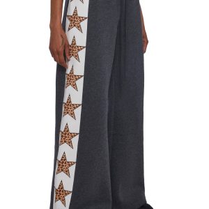 Womens Washed Wide Leg Sweatpants With Stars Current Mood - Gray