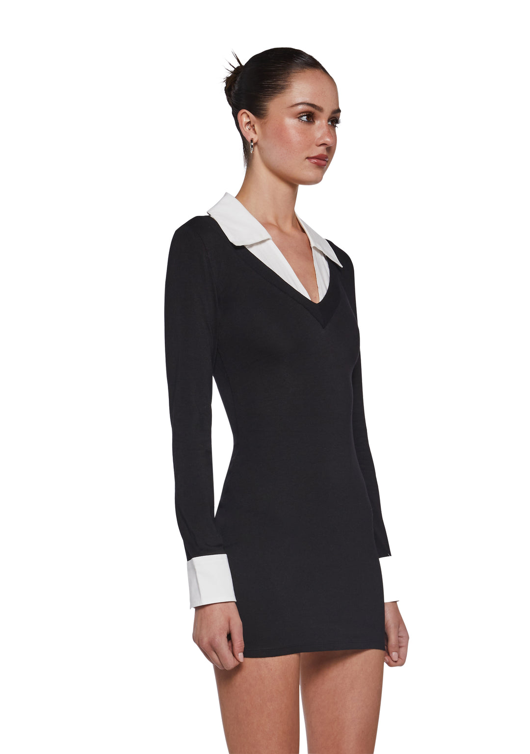 Womens Bodycon Collared Mini Dress Generation Kiss - Black - Image 3