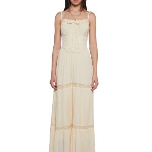 Womens Cotton Crinkle Gauze Maxi Dress Current Mood - Off White