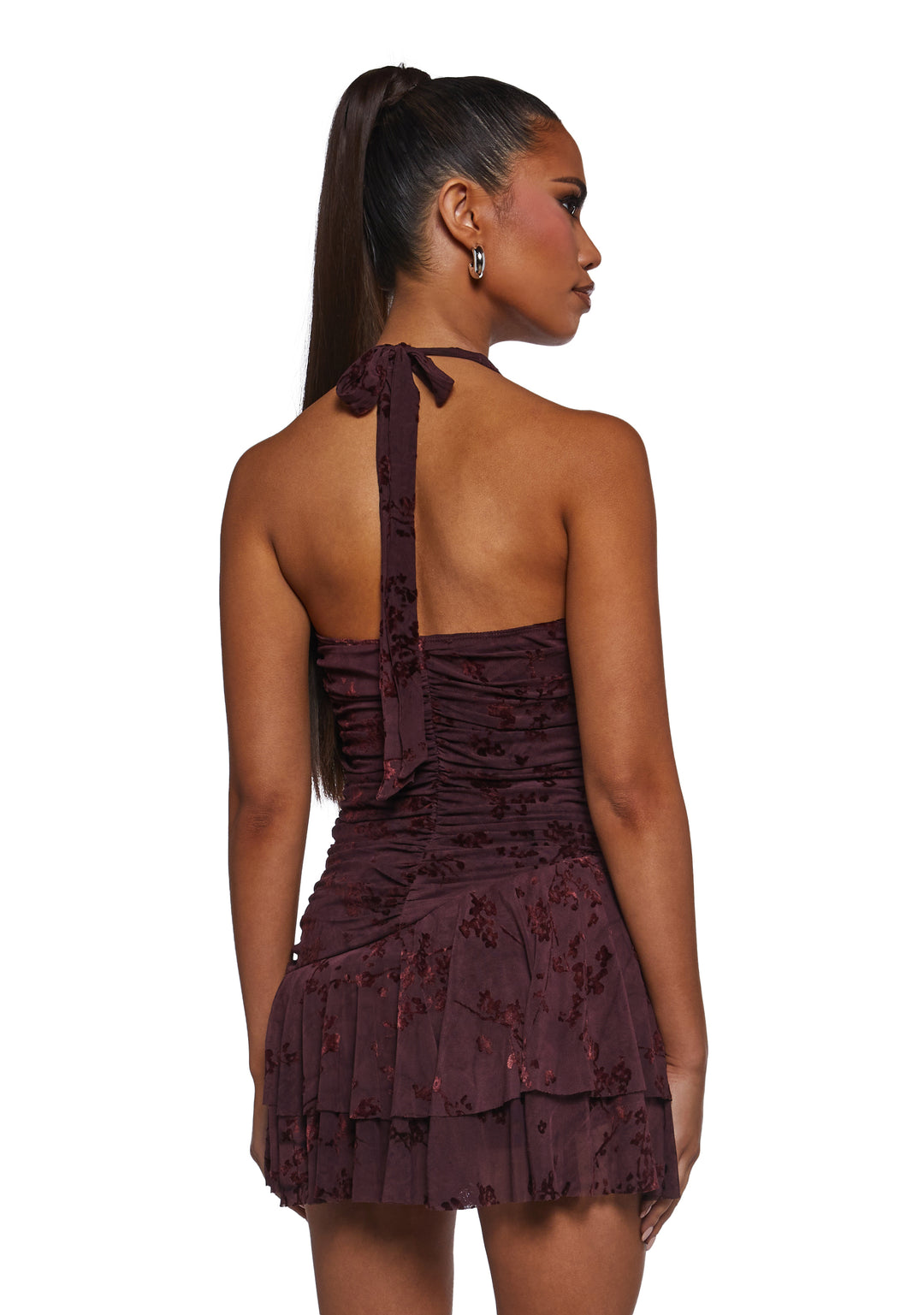 Womens Floral Halter Dress - Red - Image 4