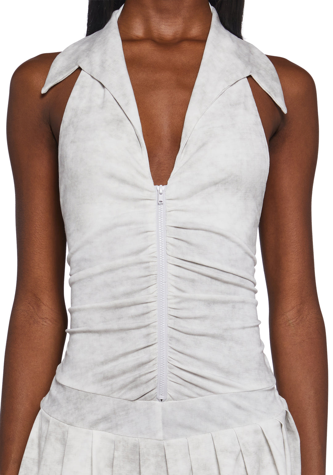 Womens Collar Halter Dress - White - Image 5