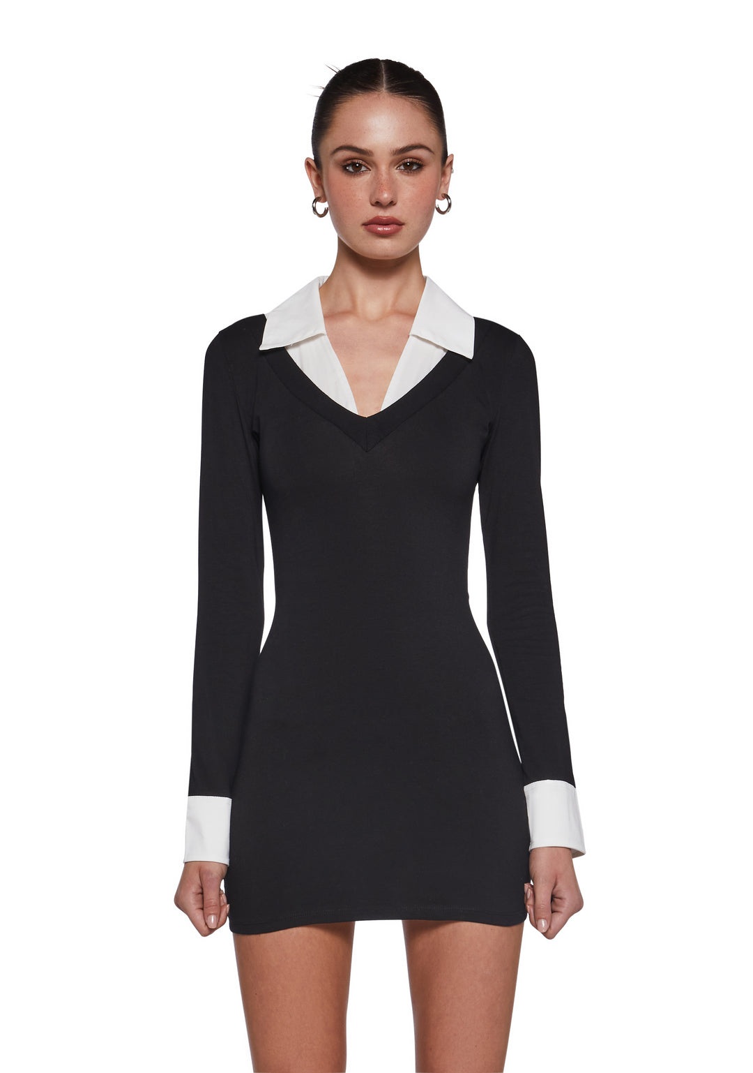 Womens Bodycon Collared Mini Dress Generation Kiss - Black