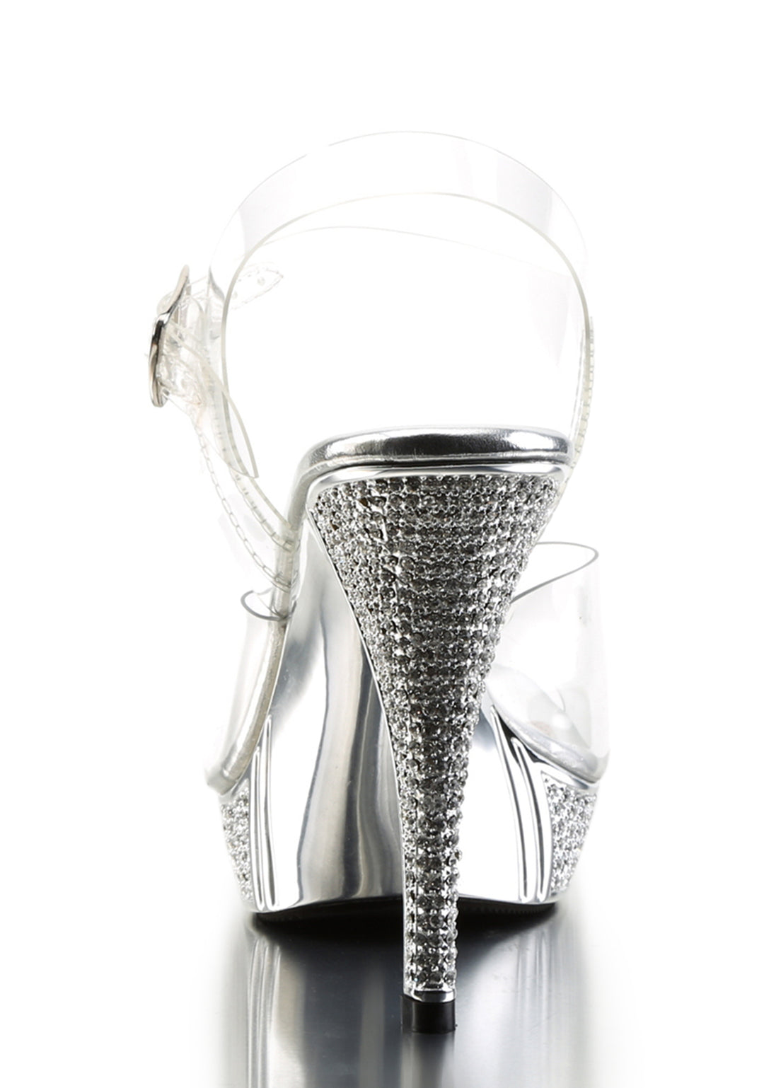 Elegant-408 Platform Ankle Strap Sandals-Silver Chrome - Image 4