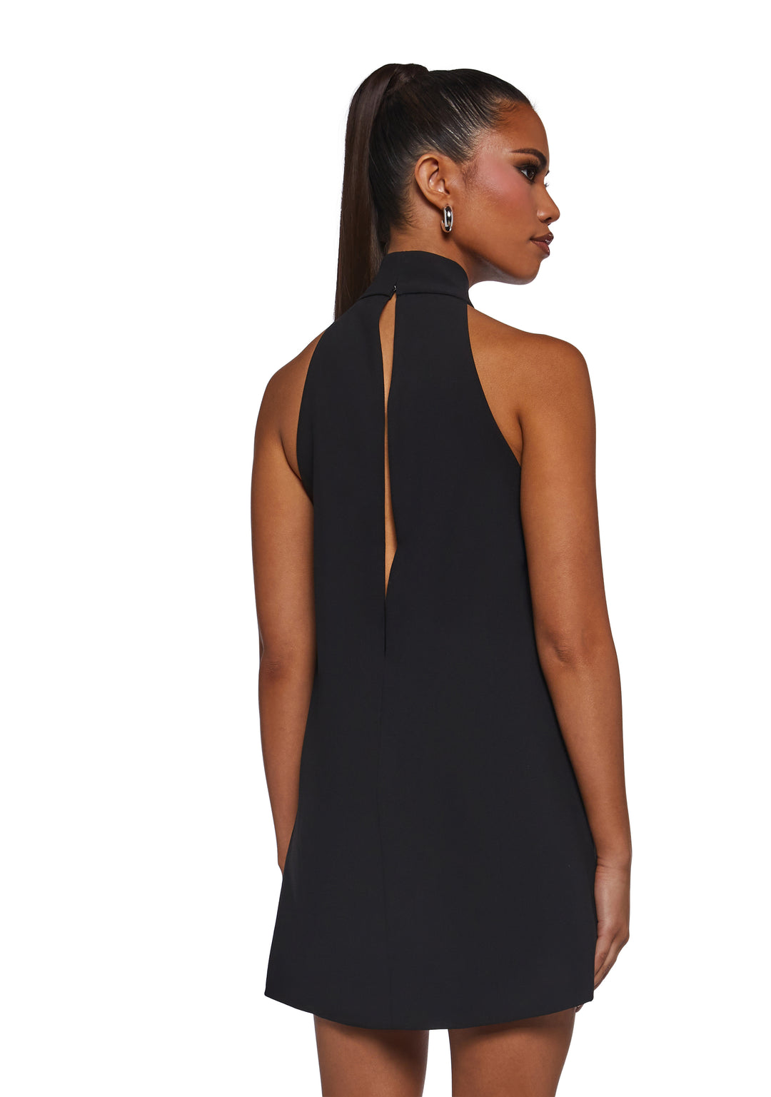 Womens Sexy Halter Mini Dress - Black - Image 4