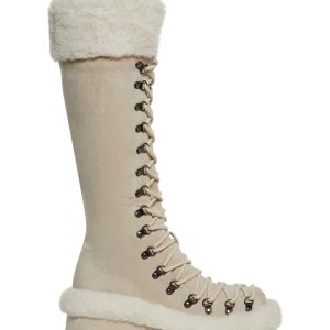 Faux Fur Faux Suede Platform Boots Current Mood - Beige