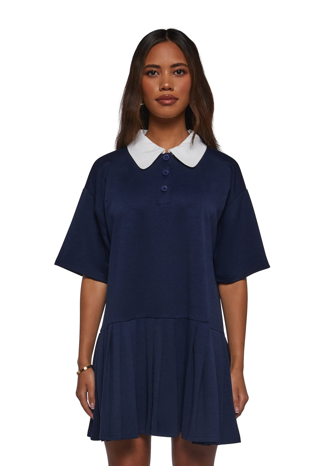 Womens Preppy Polo Shift Dress Current Mood - Blue