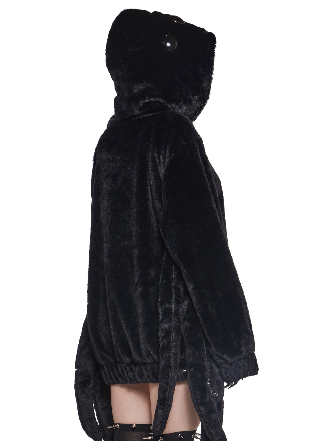 Womens Sexy Halloween Costume Spider Widow Web Oversized Hoodie - Black - Image 5