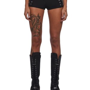 Womens Ego Micro Shorts With Hardware Darker Wavs - Black