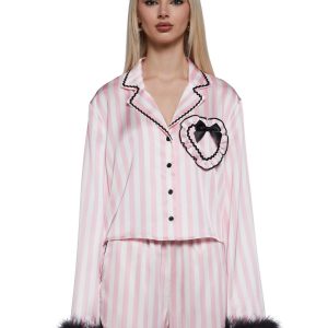 Womens Satin Sleep Shirt - Pink