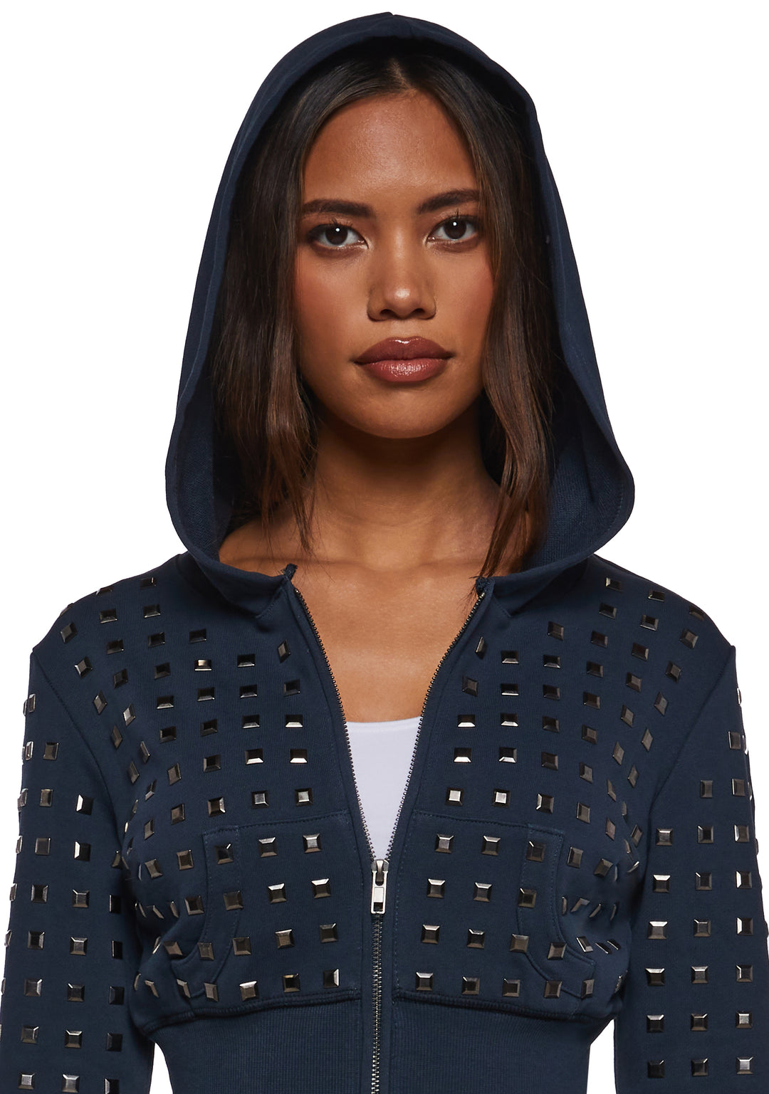Washed French Terry Hoodie With Stud Details Generation Kiss - Blue - Image 5