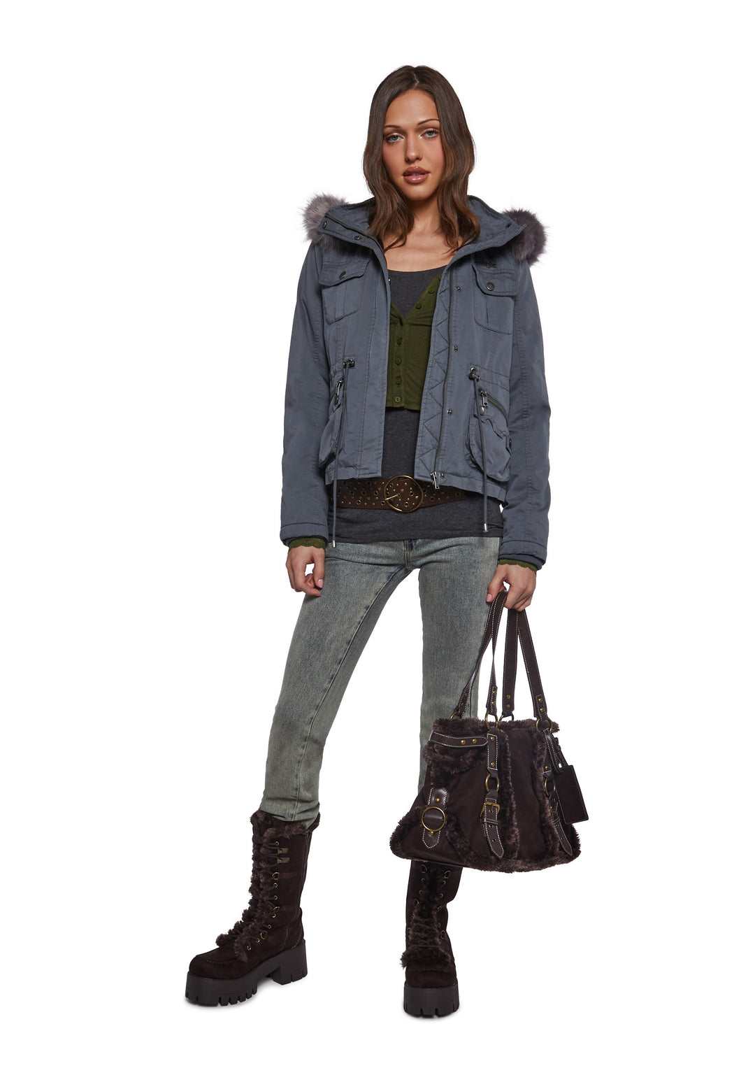 Dolls Kill x Twilight Bella Edward Washed Twill Parka With Removable Hood - Blue - Image 2
