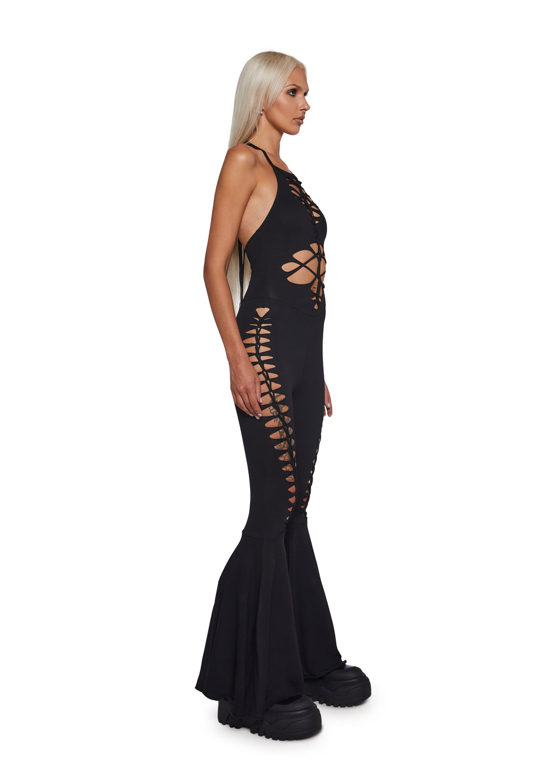 Current Mood Festival Shredded Jumpsuit - Black - Image 3