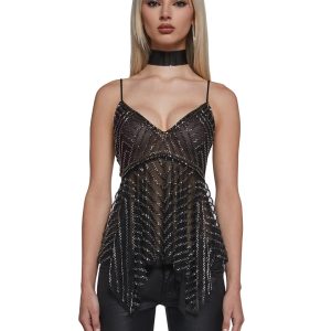 Sequined Shimmer Tank Current Mood - Black