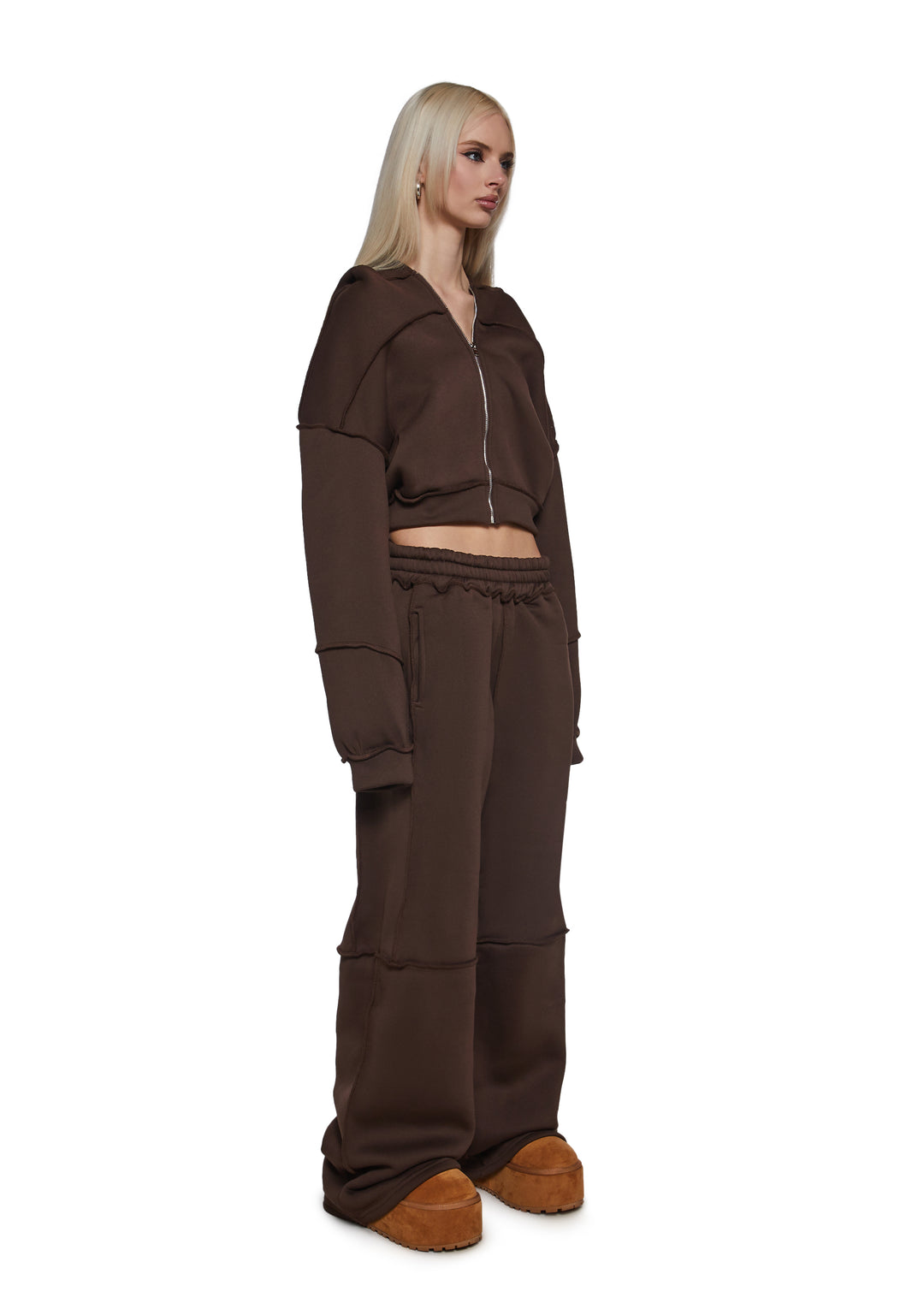 Womens Sweat Suit Set - Brown - Image 3