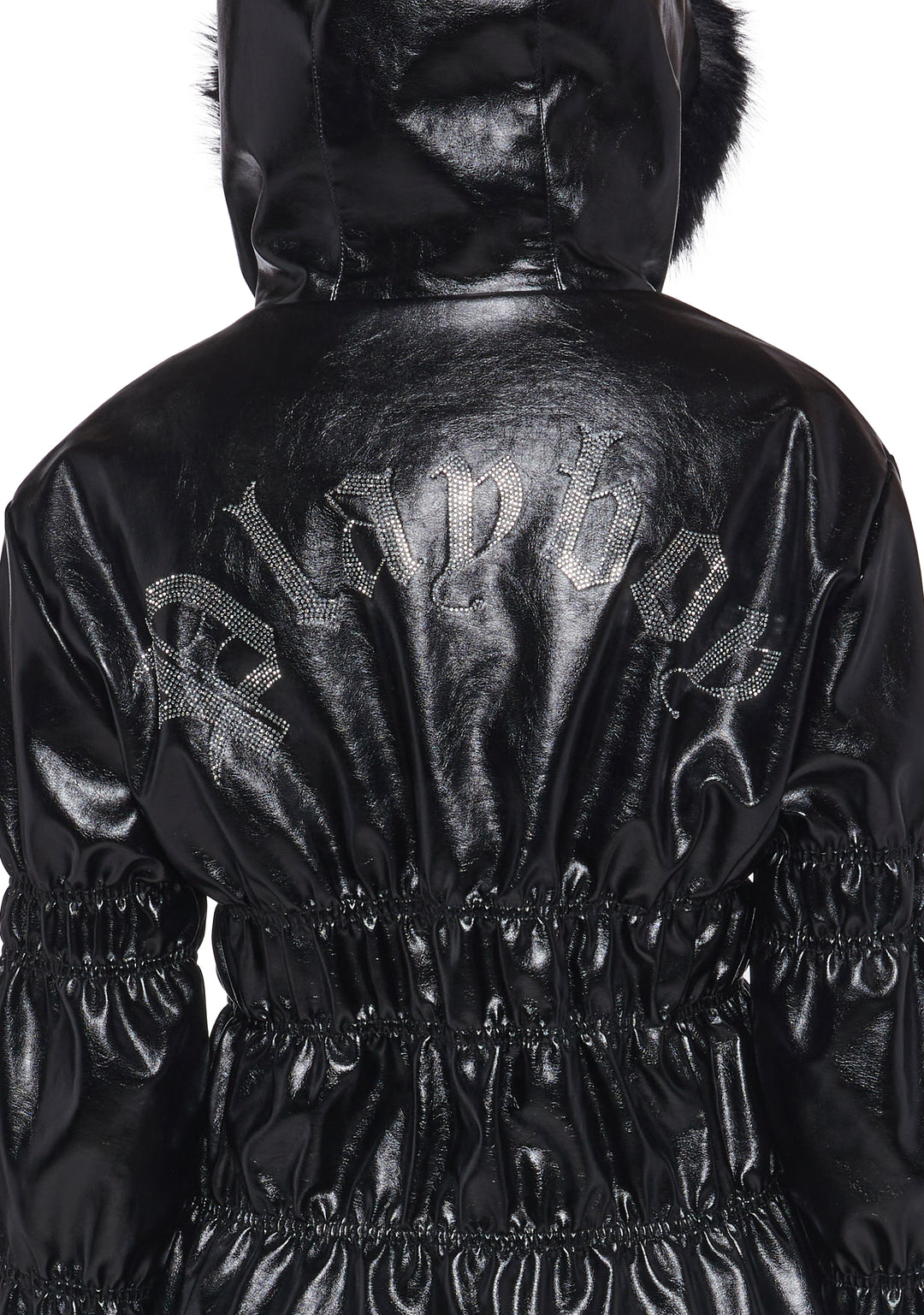 Playboy by Dolls Kill VInyl Puffer Jacket With Faux Fur Trim - Black - Image 10