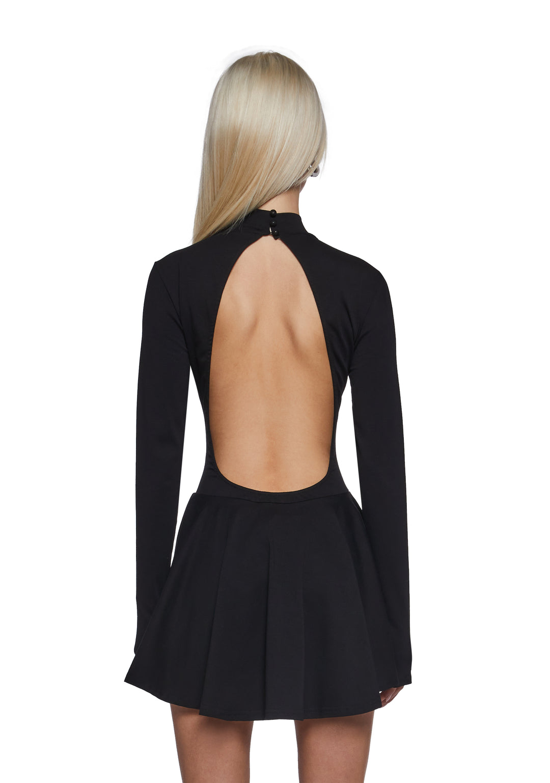 Womens Skater Mini Dress - Black - Image 4
