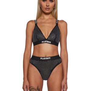 Womens Sexy Playboy Disco Fever Two Piece Set - Black