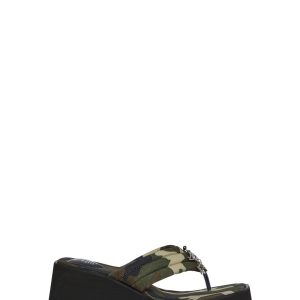 Playboy by Dolls Kill Camo Thong Platform Sandals - Green