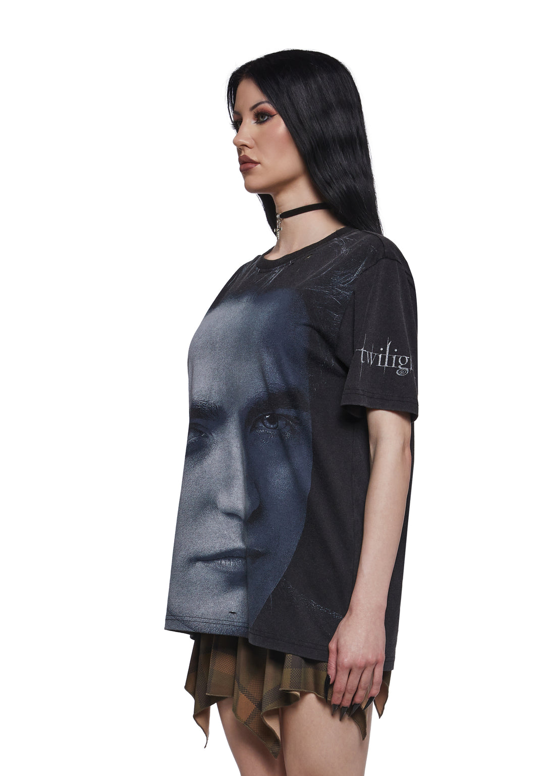 Dolls Kill x Twilight Edward Oversized Distressed Graphic Tee - Black - Image 4