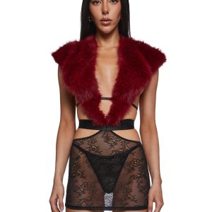 Fur The Night Lace and Faux Fur Chemise Set