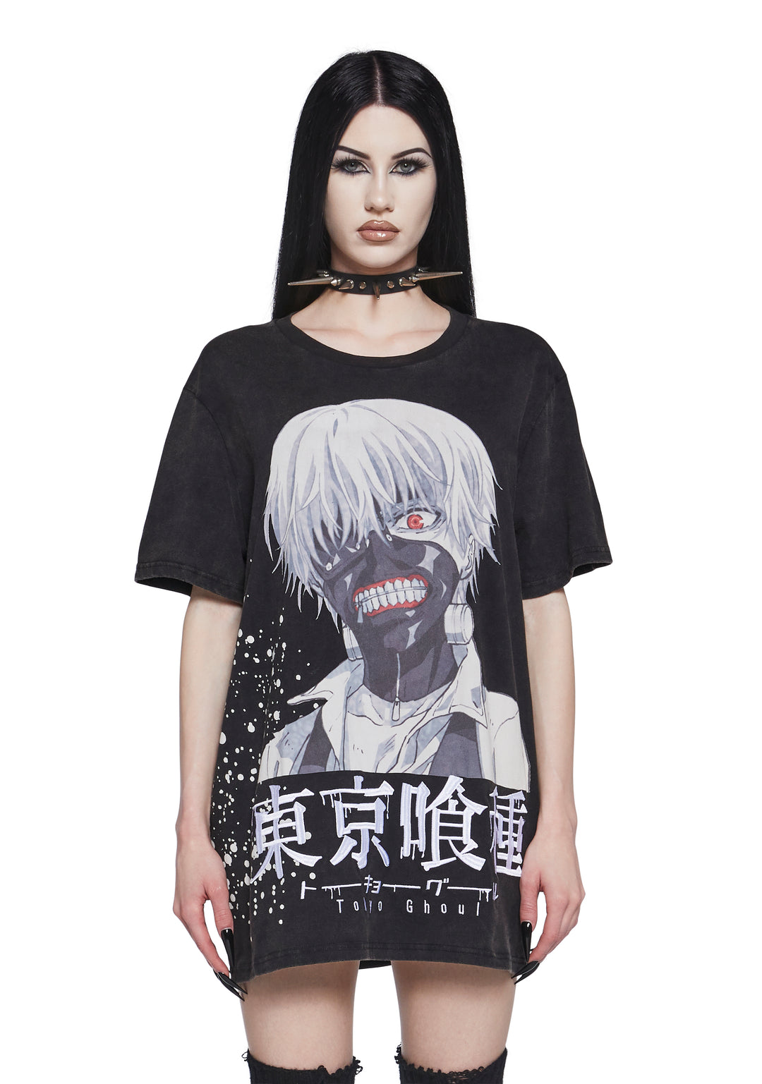 Dolls Kill x Tokyo Ghoul Ken Kaneki Oversized Graphic Tee - Black