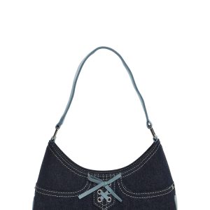 Denim Faux Suede Pocket Shoulder Bag Current Mood - Blue