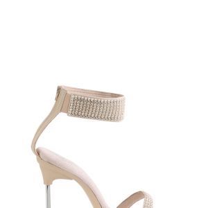 Chic-40 Platform Ankle Strap Rhinestone Sandals-Tan