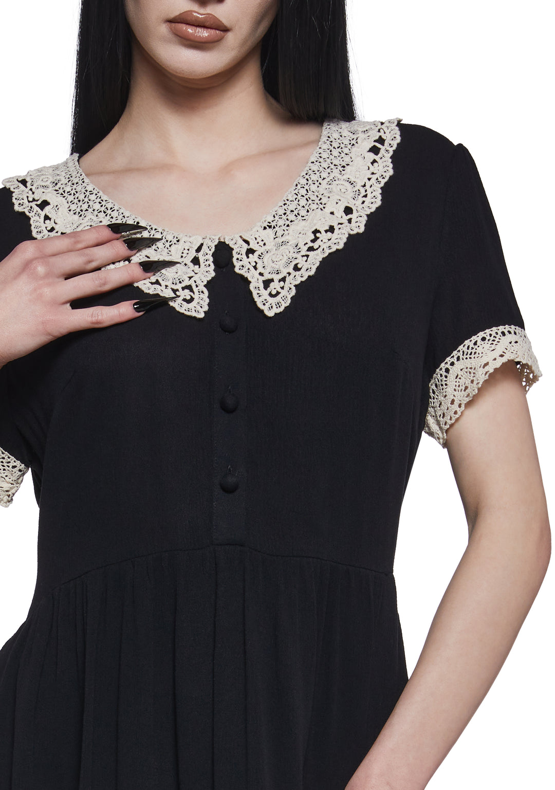 Womens Crepe Mini Dress Widow - Black - Image 5