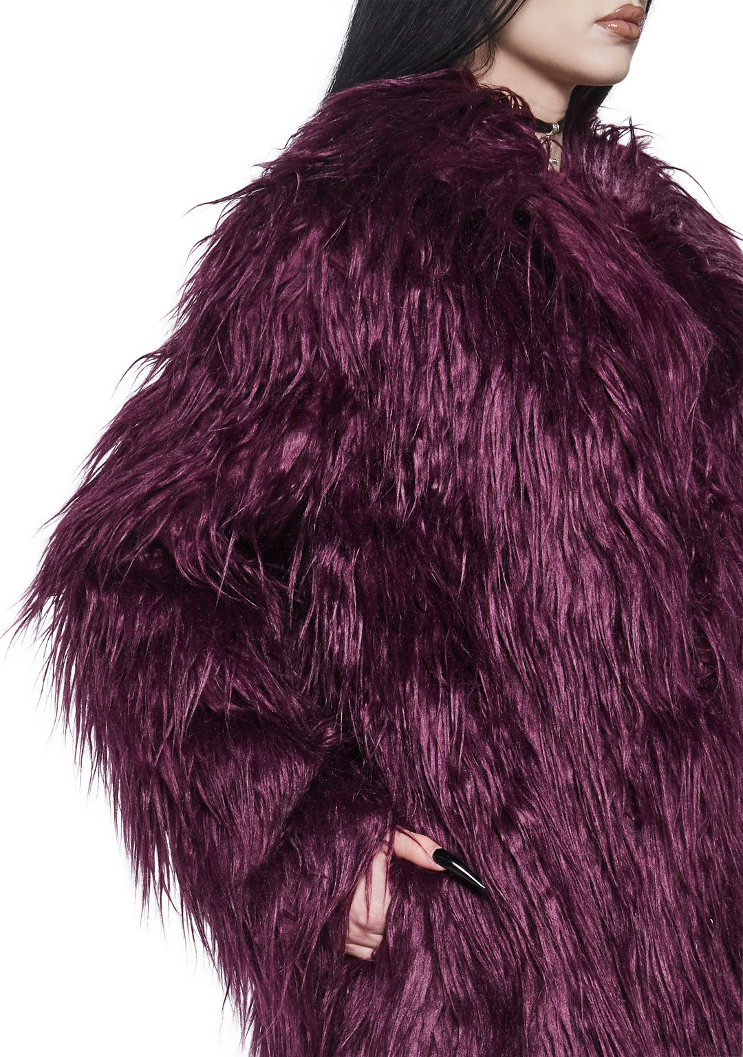 Womens Shag Faux Fur Jacket Widow - Purple - Image 5