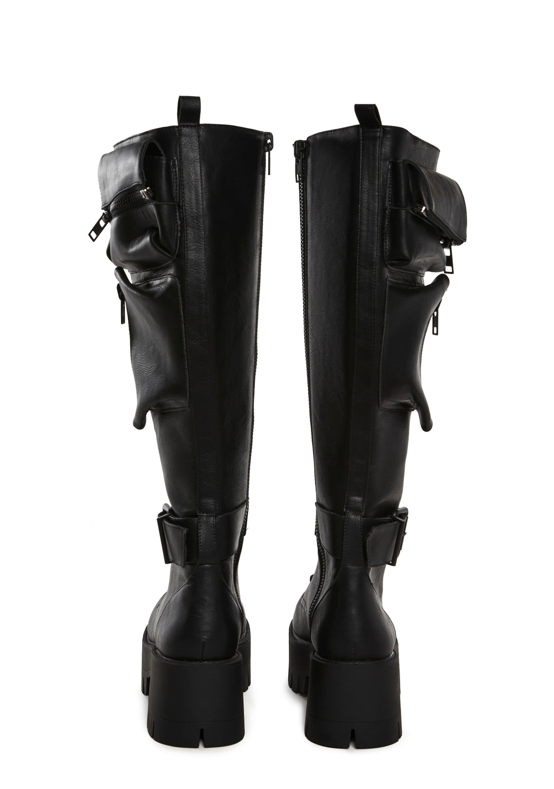 Current Mood Pocket Knee High Combat Boots - White - Image 3