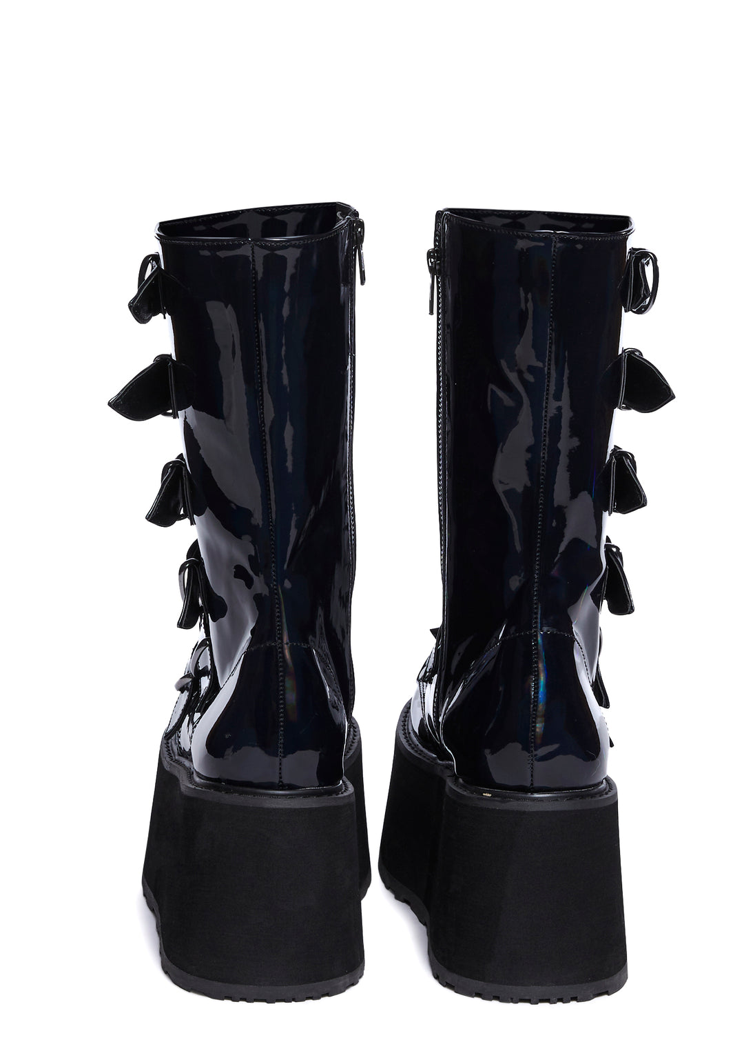 Black Hologram Platform Buckle Boots - Image 3