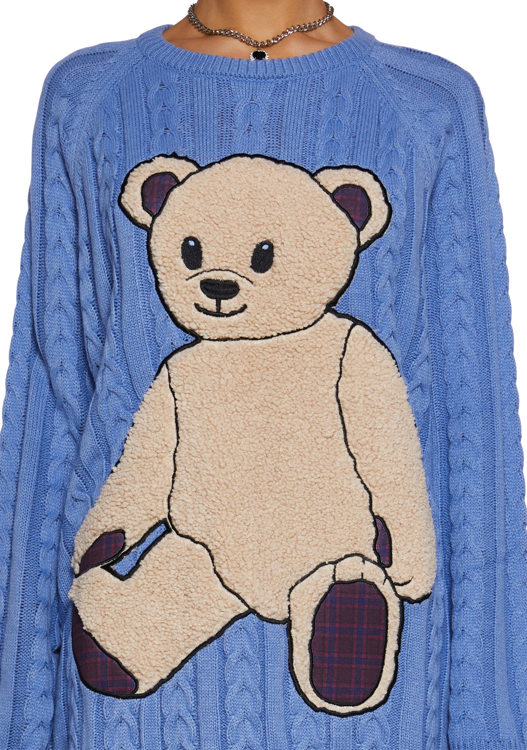 Delia's Boucle Teddy Bear Knit Oversized Sweater - Blue - Image 5