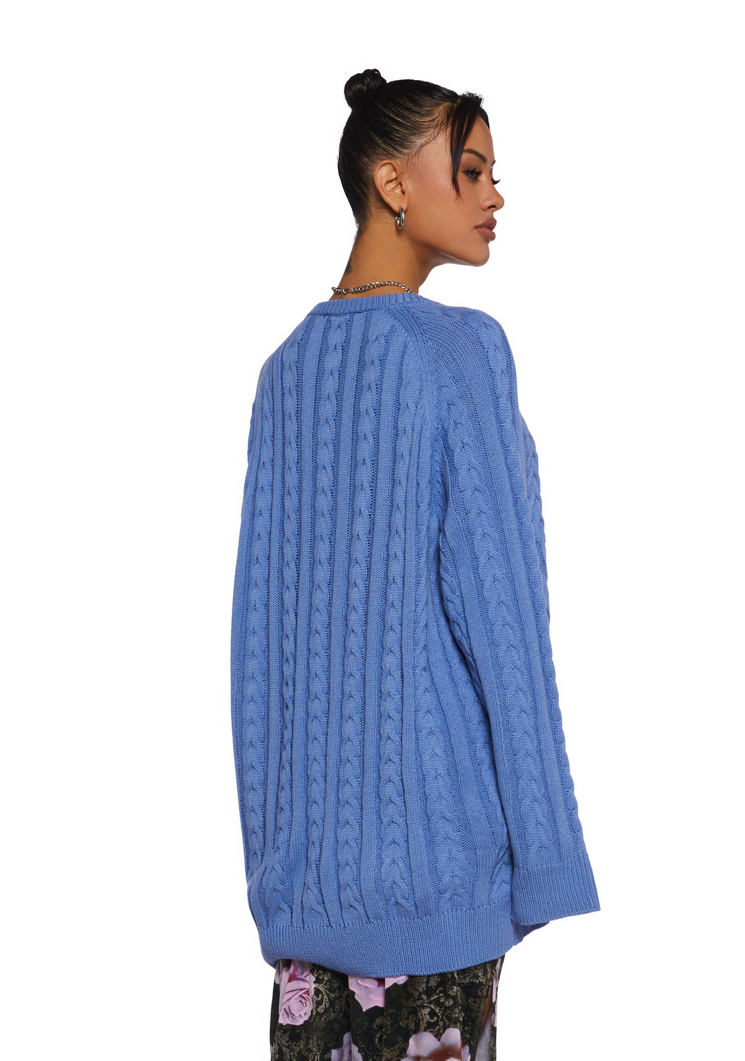 Delia's Boucle Teddy Bear Knit Oversized Sweater - Blue - Image 4