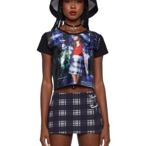 Dolls Kill x Clueless Dionne Sequin Crop Baby Tee - Multi