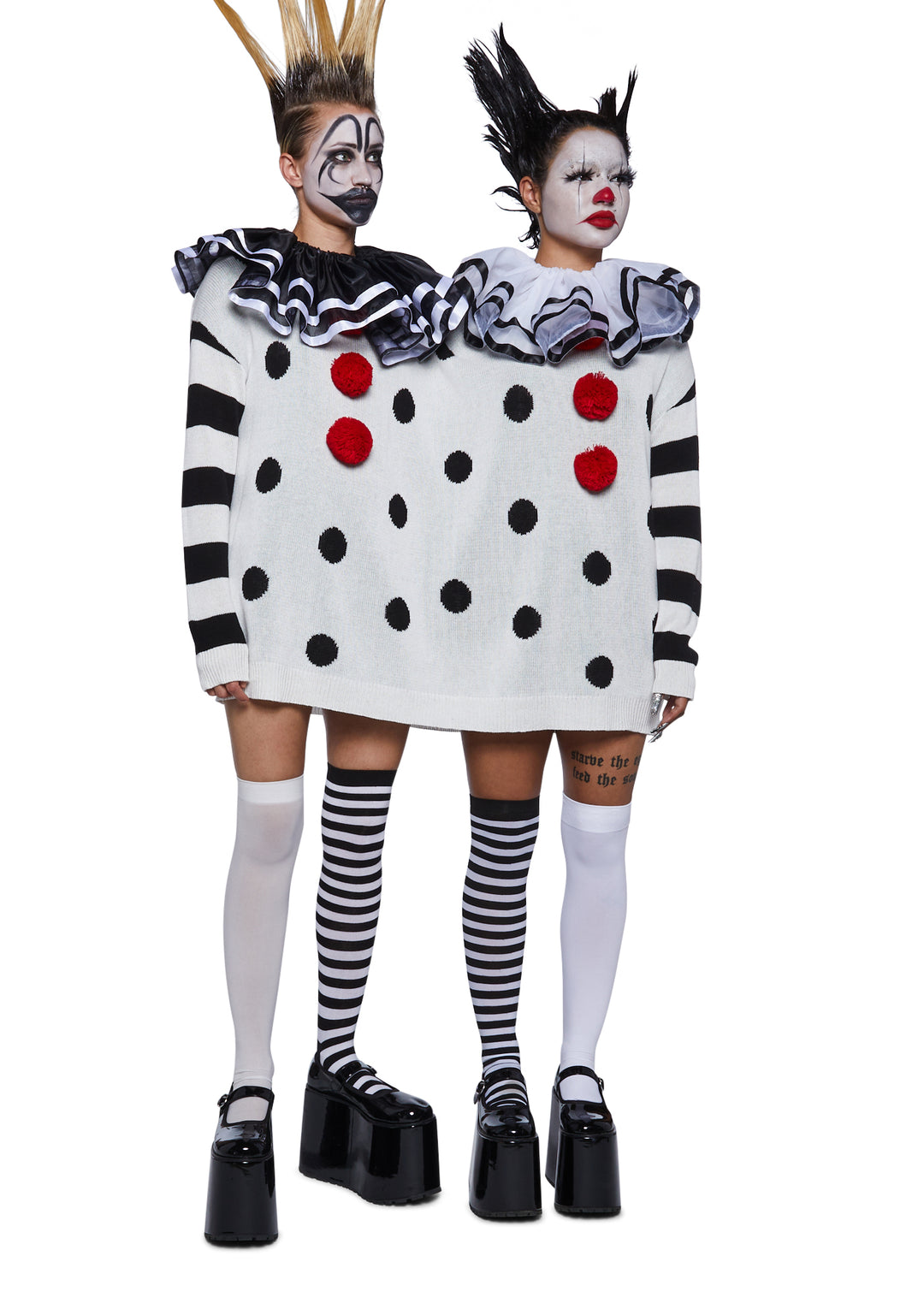 Sexy Womens Halloween Costume Double Insane Clown Posse Knit Sweater - Multi - Image 3