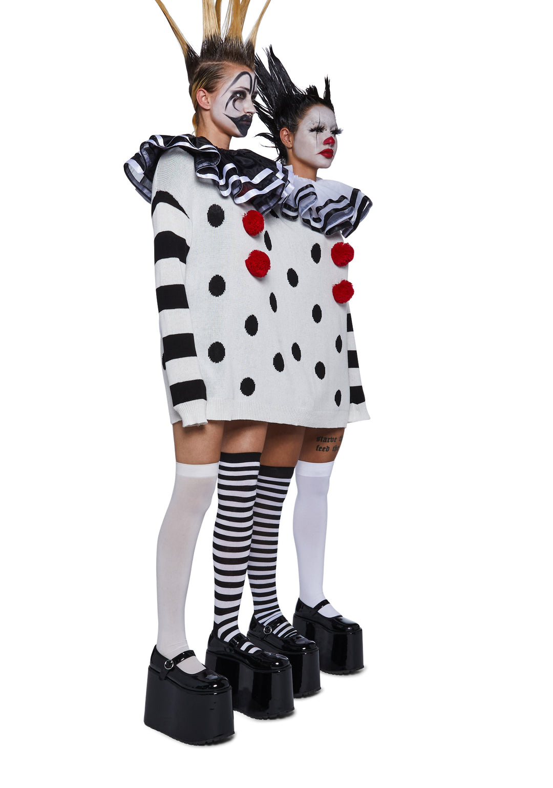 Sexy Womens Halloween Costume Double Insane Clown Posse Knit Sweater - Multi - Image 5