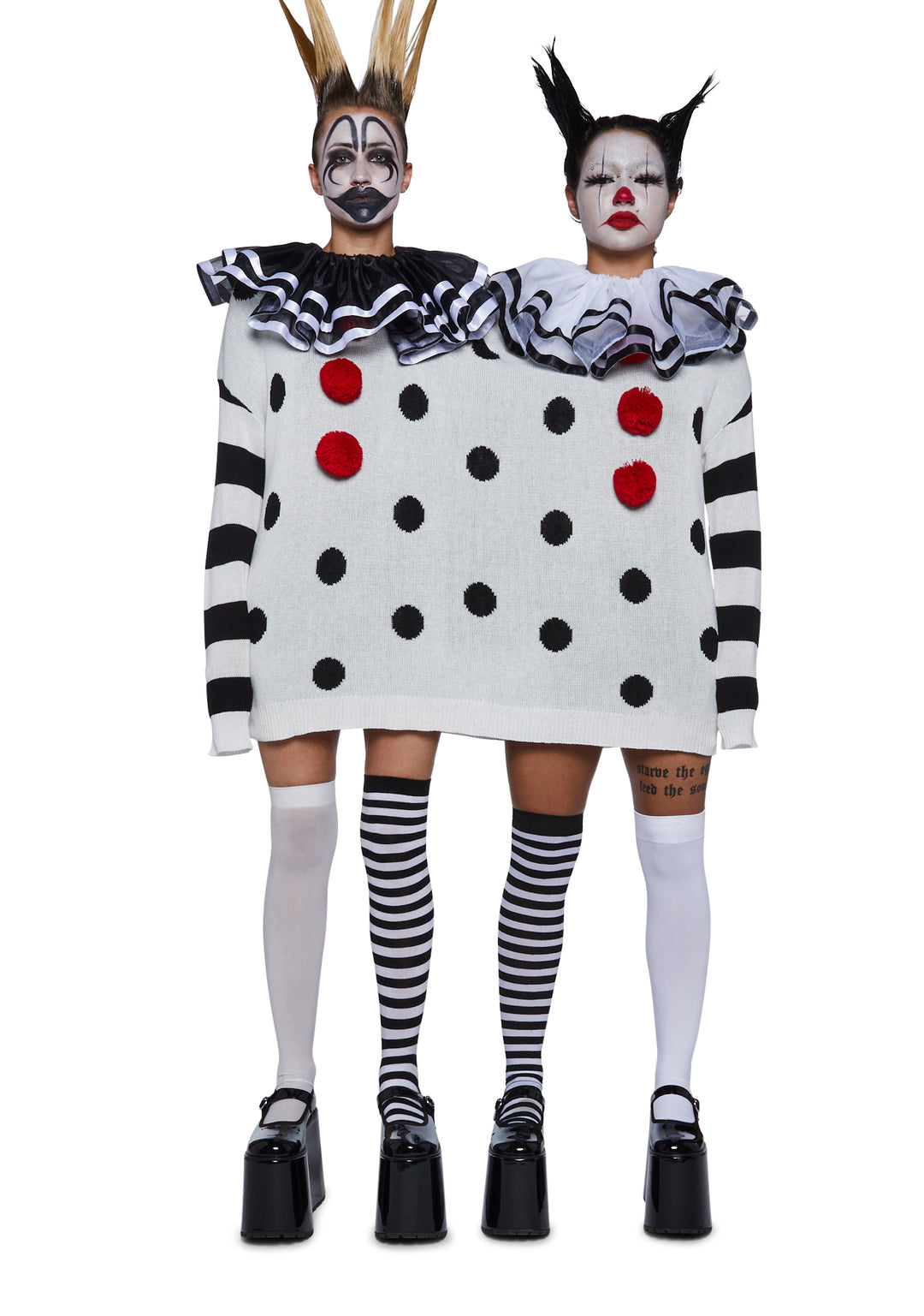 Sexy Womens Halloween Costume Double Insane Clown Posse Knit Sweater - Multi