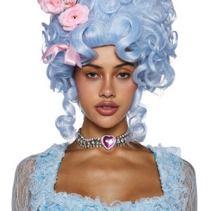 Trickz N Treatz Flower And Bow Detail Wig - Baby Blue
