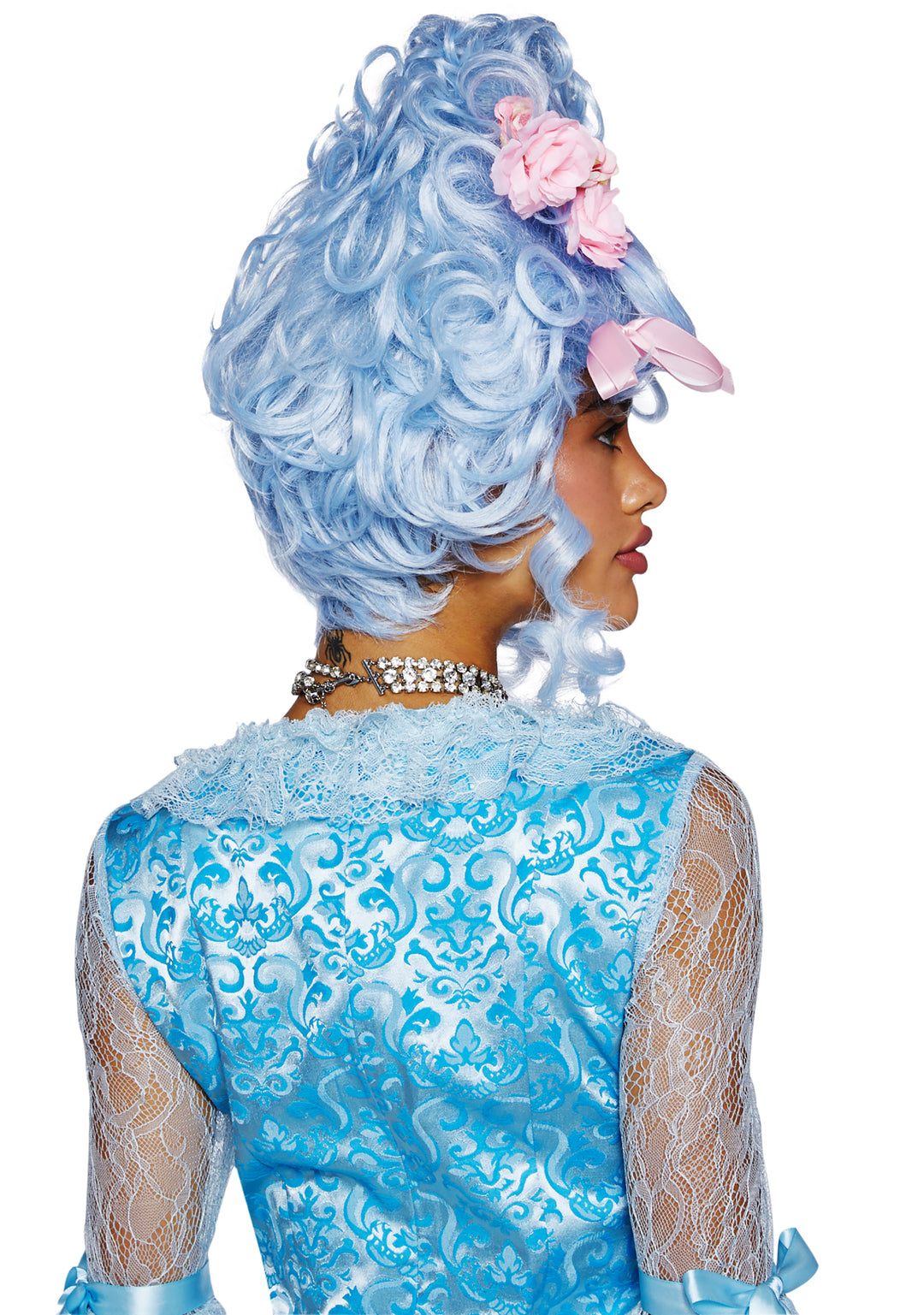 Trickz N Treatz Flower And Bow Detail Wig - Baby Blue - Image 3