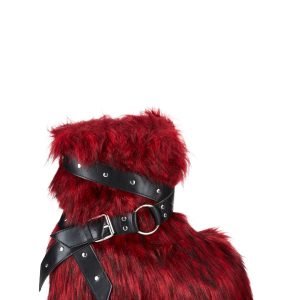 Club Exx Burning Man Faux Fur Platform Boots -Red