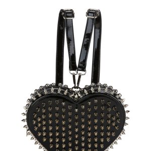Club Exx Patent Stud Heart Backpack - Black