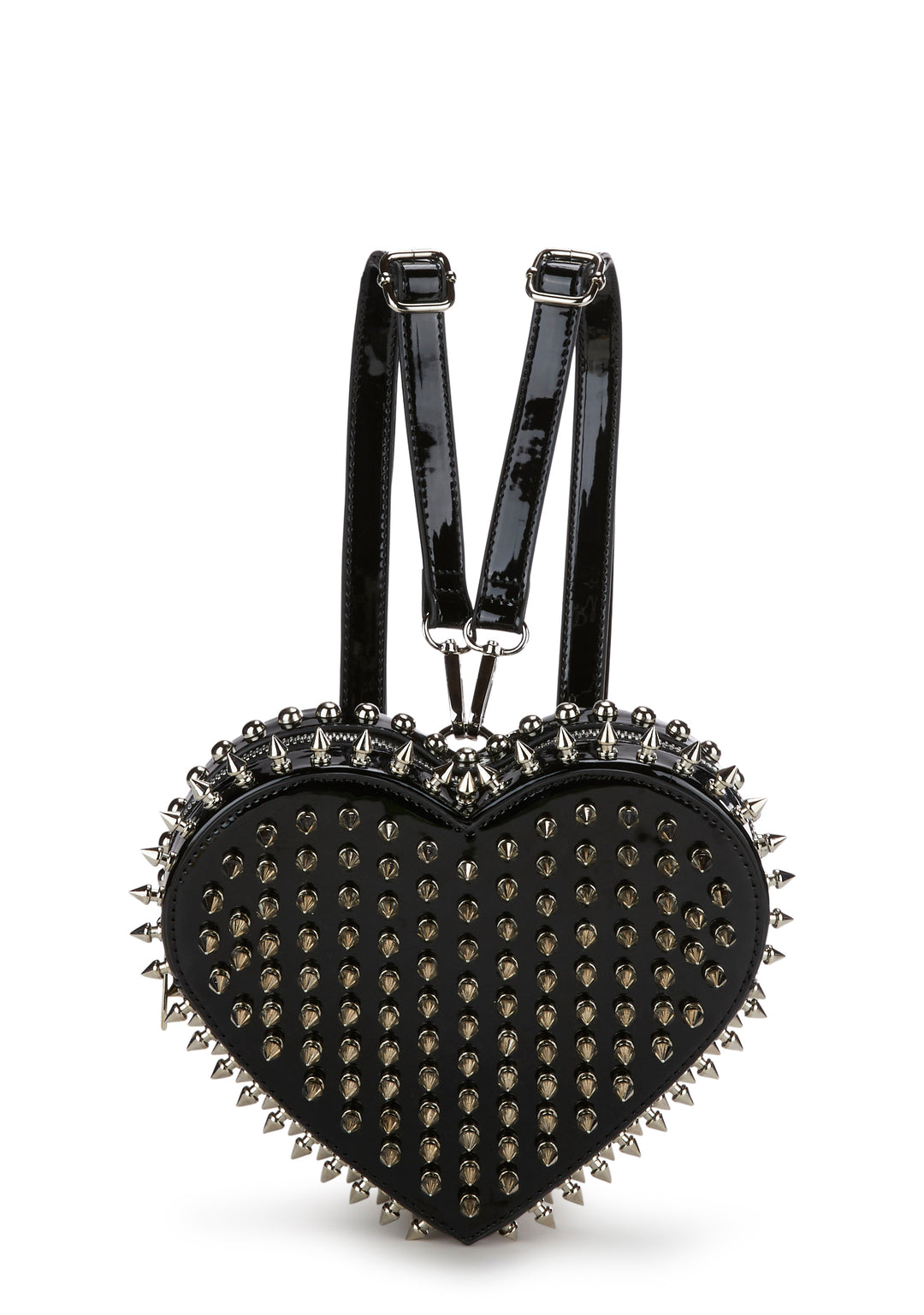 Club Exx Patent Stud Heart Backpack - Black
