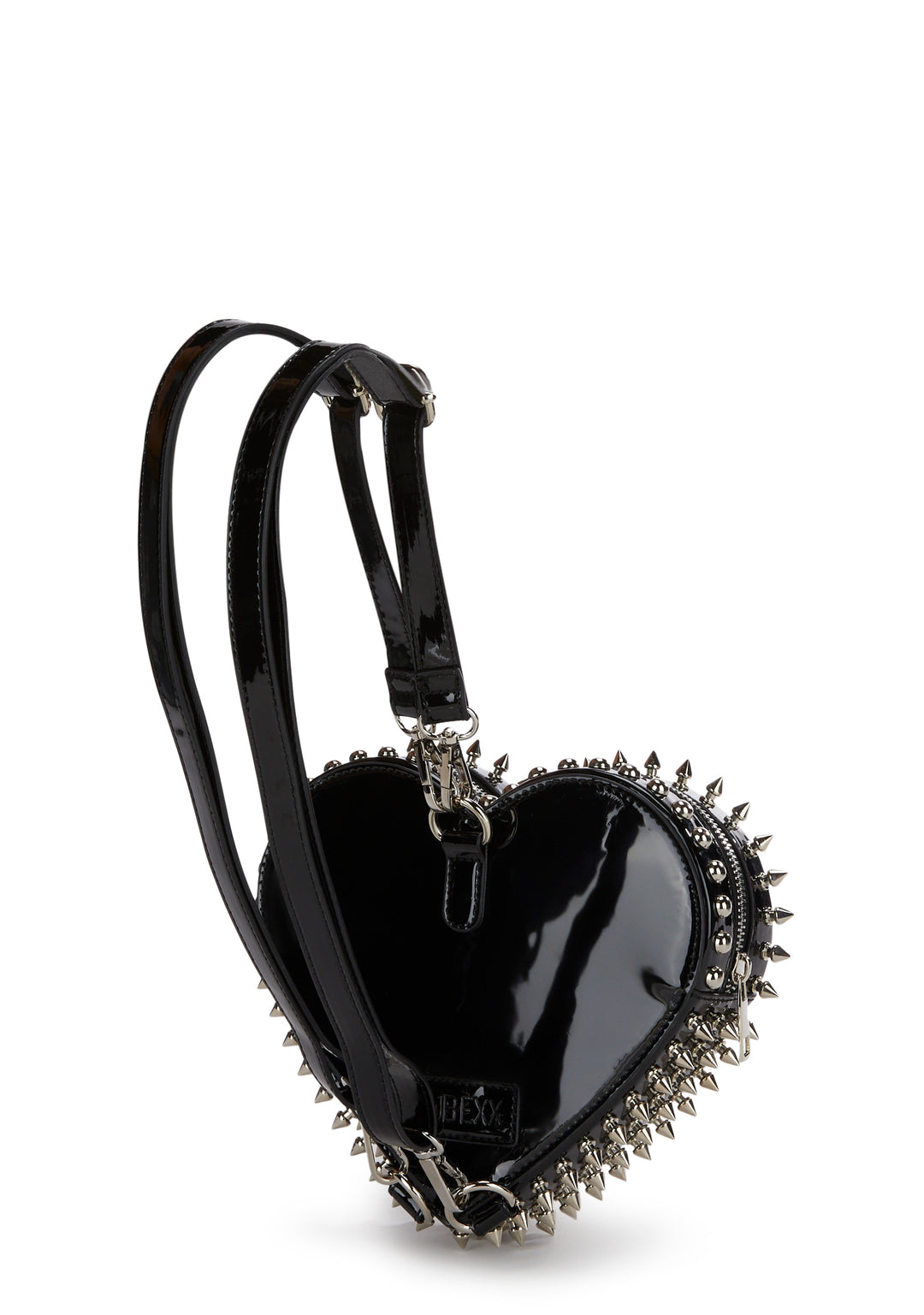 Club Exx Patent Stud Heart Backpack - Black - Image 4