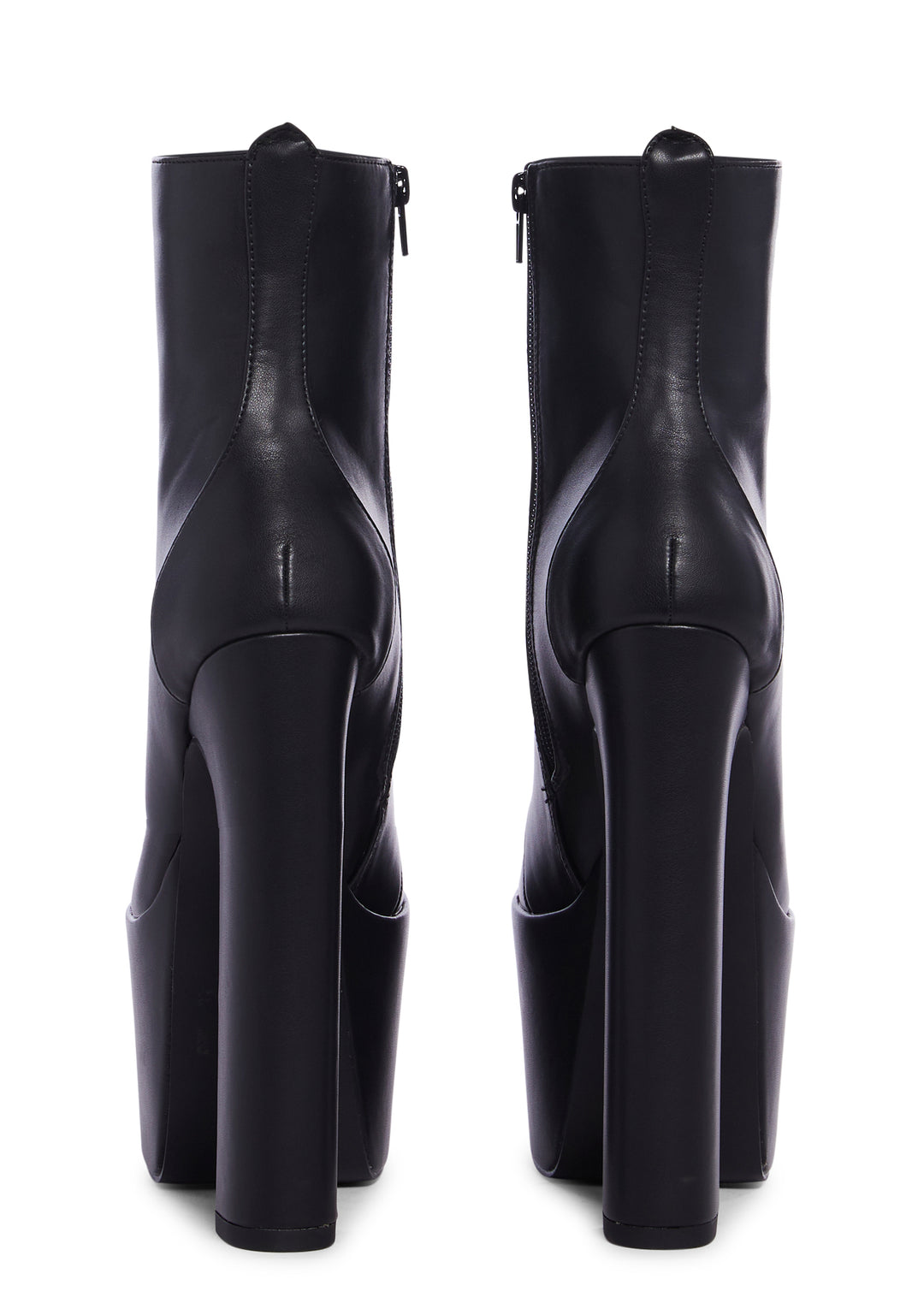 Vegan Leather Platform Ankle Boots - Black - Image 4