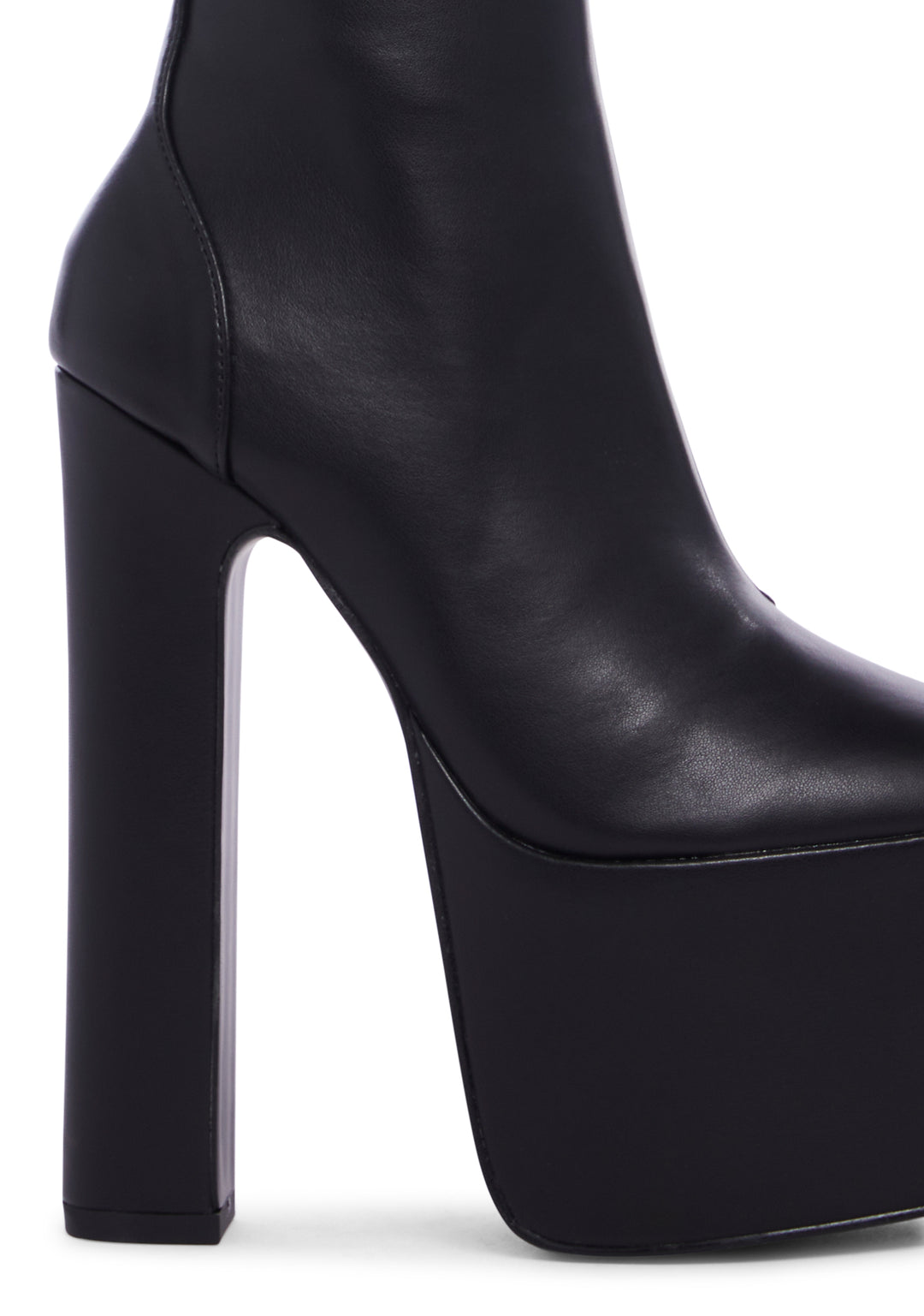 Vegan Leather Platform Ankle Boots - Black - Image 2