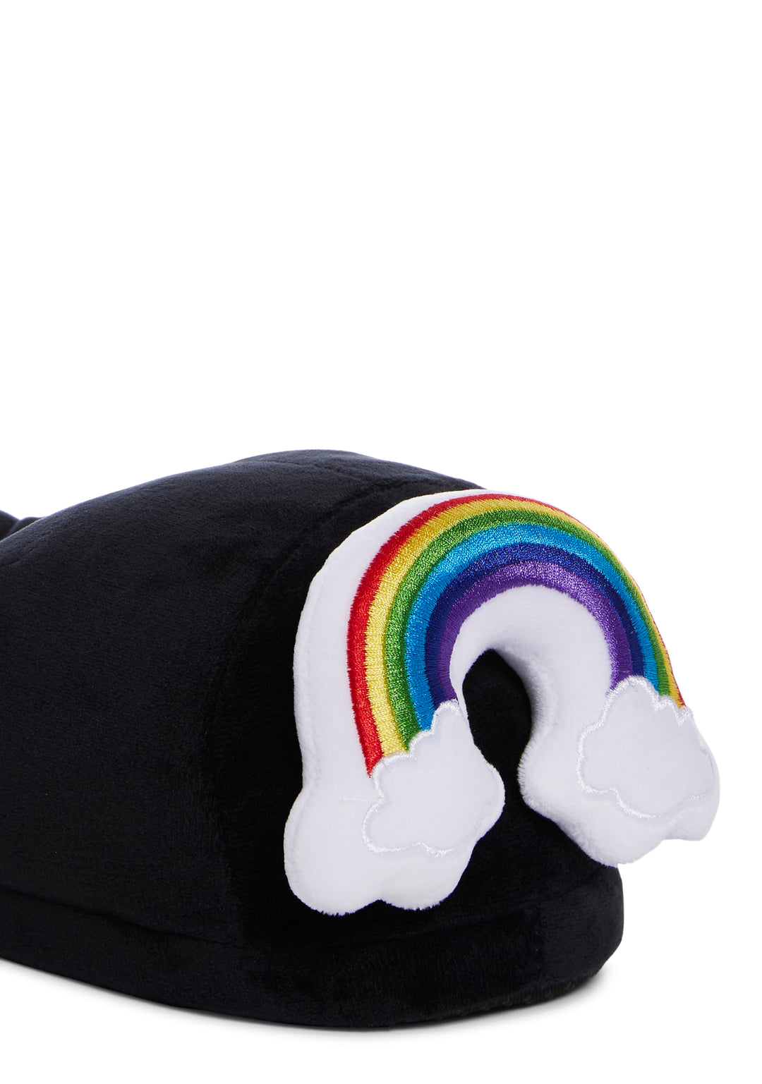 Rainbow Plush Slippers - Black - Image 2